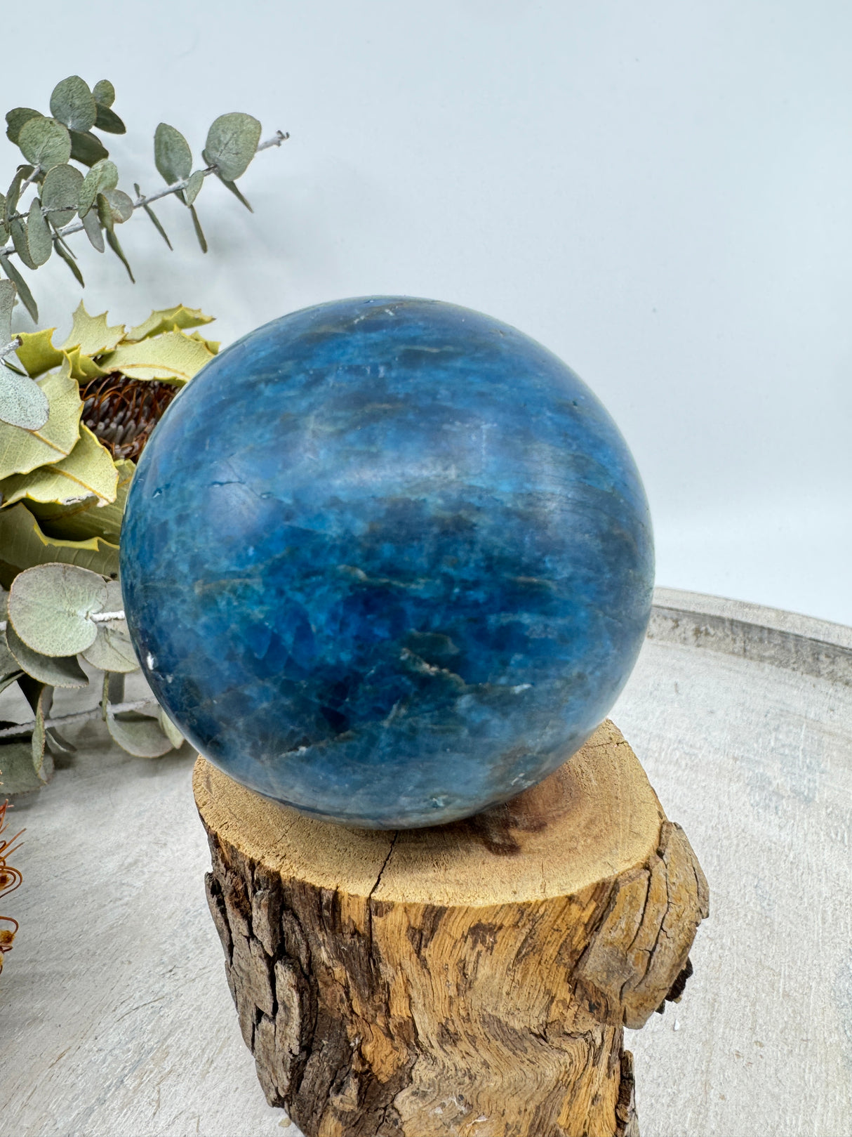 Blue Apatite Sphere 267g (5.5cm) – Stone of Inspiration, Clarity & Communication