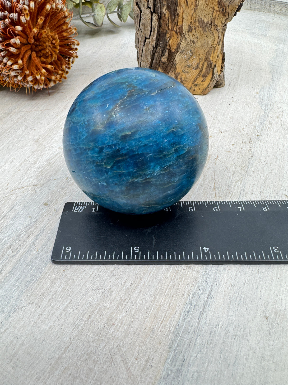 Blue Apatite Sphere 267g (5.5cm) – Stone of Inspiration, Clarity & Communication