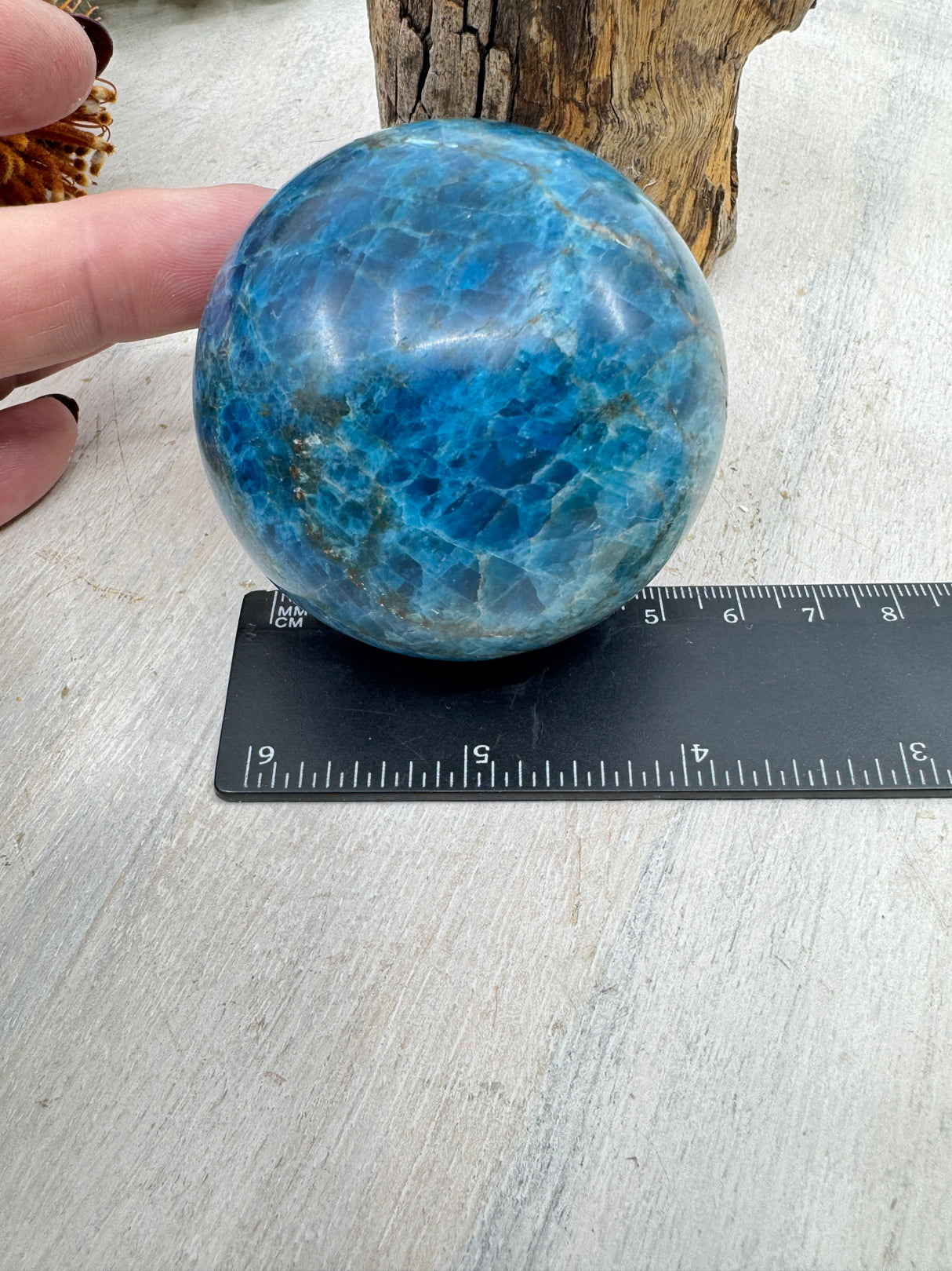 Blue Apatite Sphere 325g (6cm) – Stone of Manifestation, Clarity & Motivation