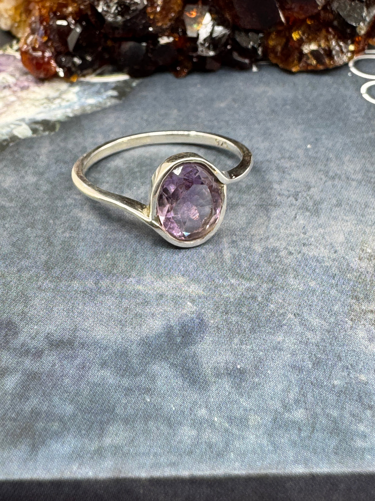 Amethyst Silver Ring Size 10 - "I am passionate and enthusiastic in all areas of my life."