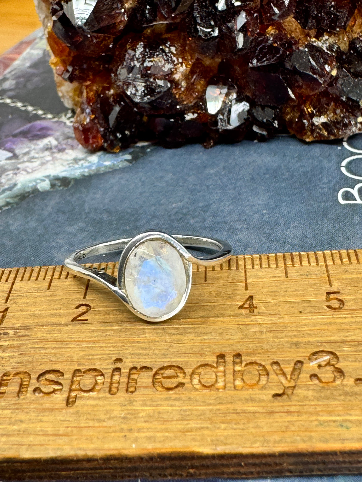 Rainbow Moonstone Ring Size 9 - “My mind is open to new possibilities and opportunities”.