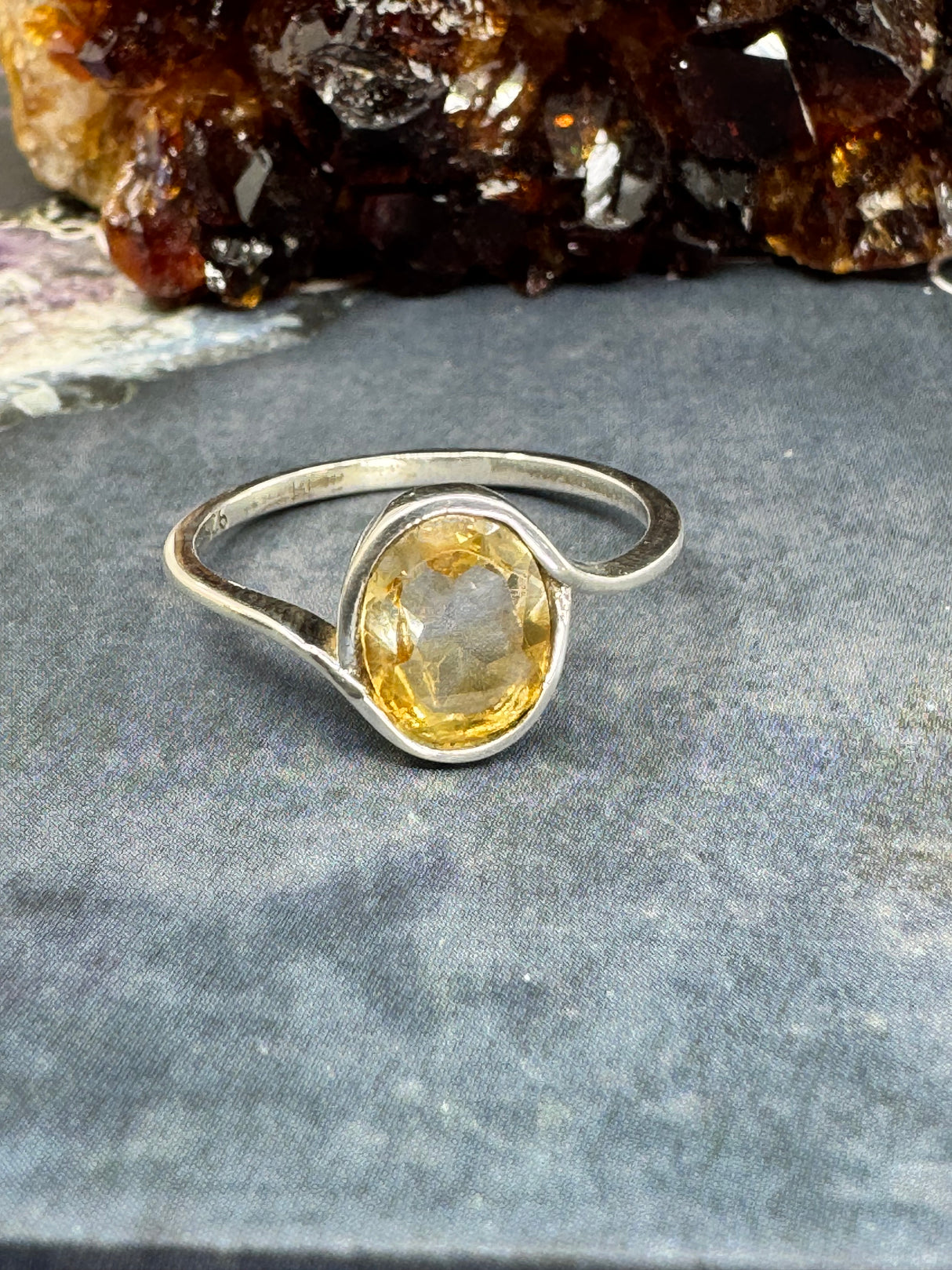 Citrine Silver Ring Size 9 - “I am successful in all areas of life”.