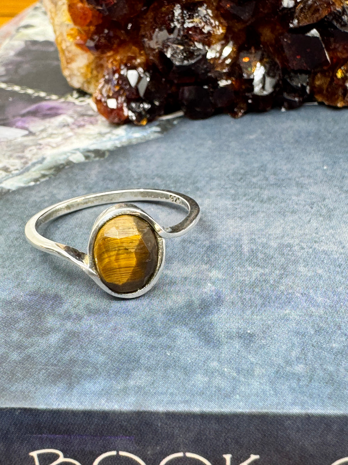 Tiger Eye Silver Ring Size 9