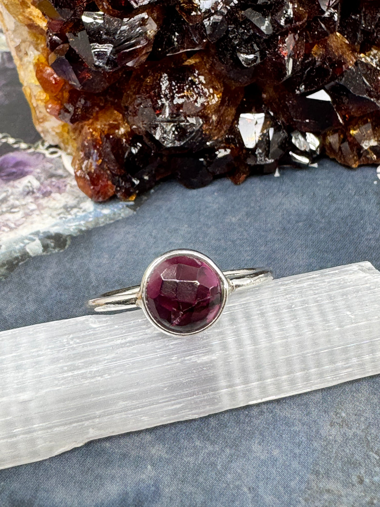 Garnet Silver Ring Size 5 - "I am passionate and enthusiastic in all areas of my life."
