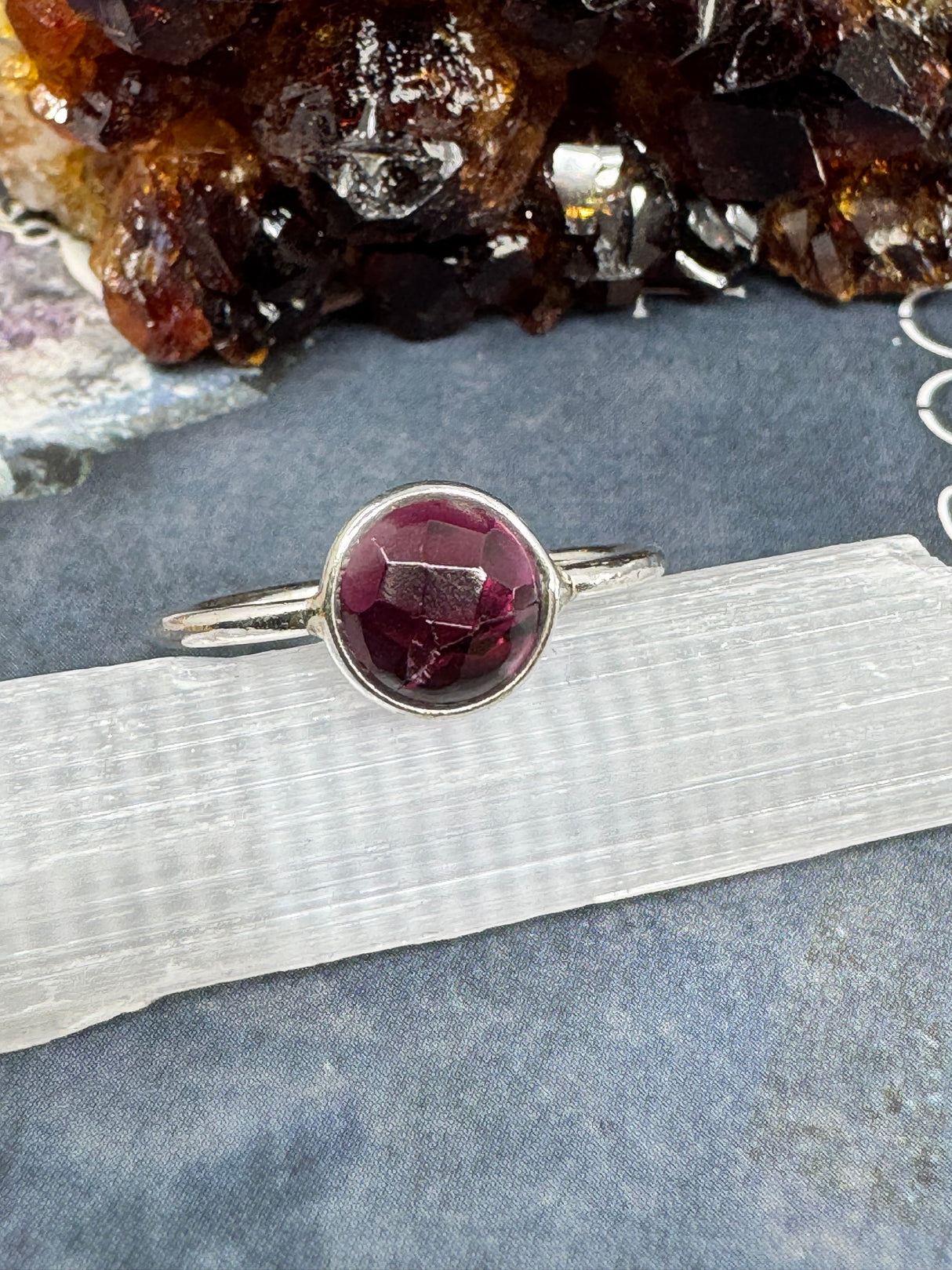 Garnet Silver Ring Size 5 - "I am passionate and enthusiastic in all areas of my life."