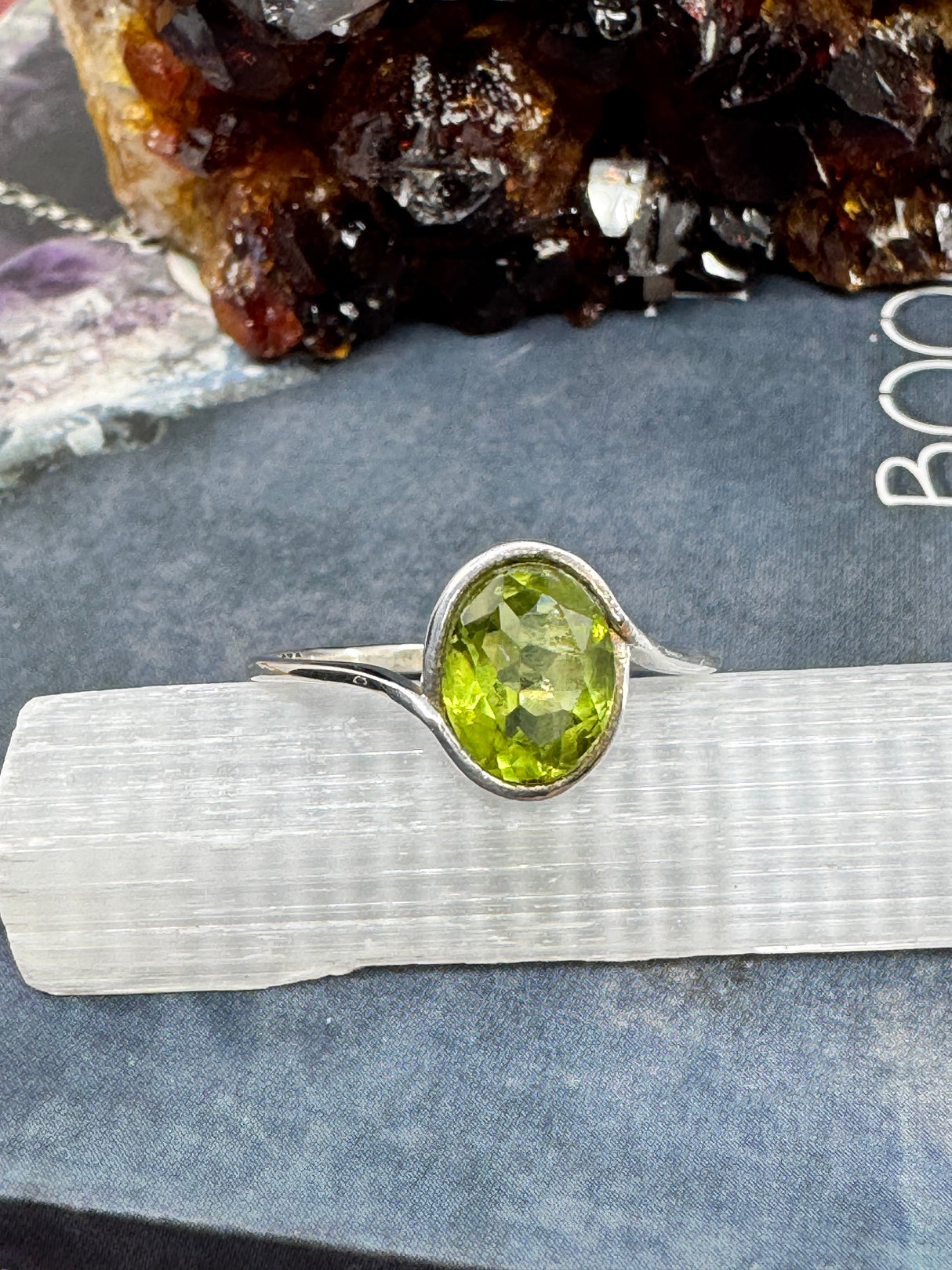Peridot Silver Ring Size 10 - “I welcome abundance in all areas of my life”.