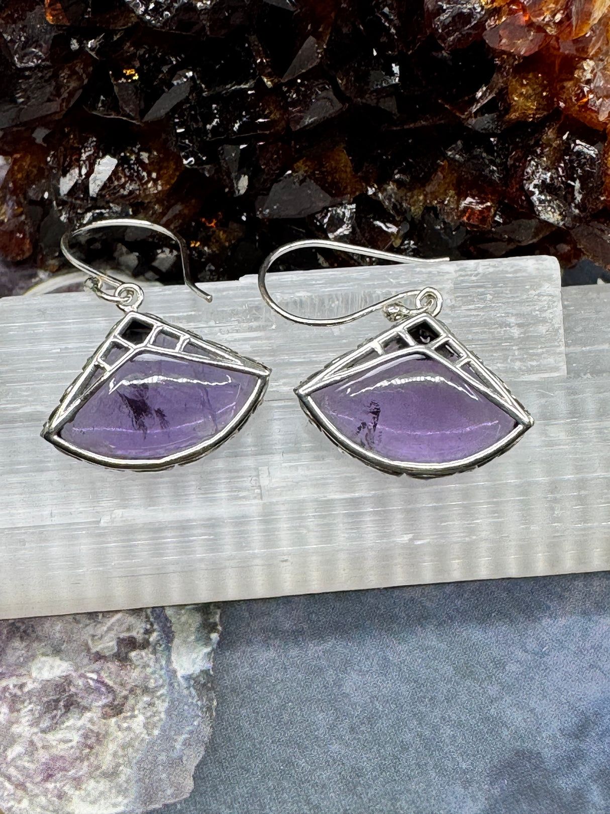 Amethyst Silver Drop Earrings- “I trust my intuition and allow it to guide me each day”