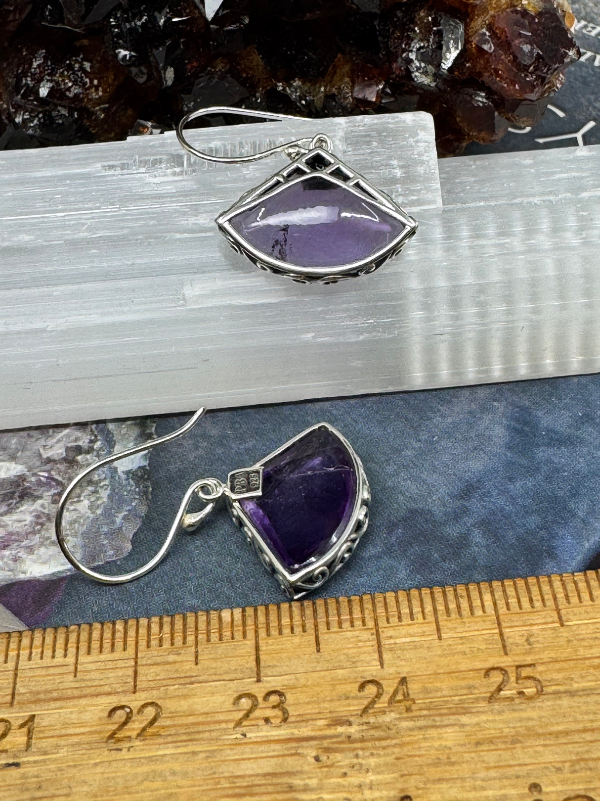 Amethyst Silver Drop Earrings- “I trust my intuition and allow it to guide me each day”