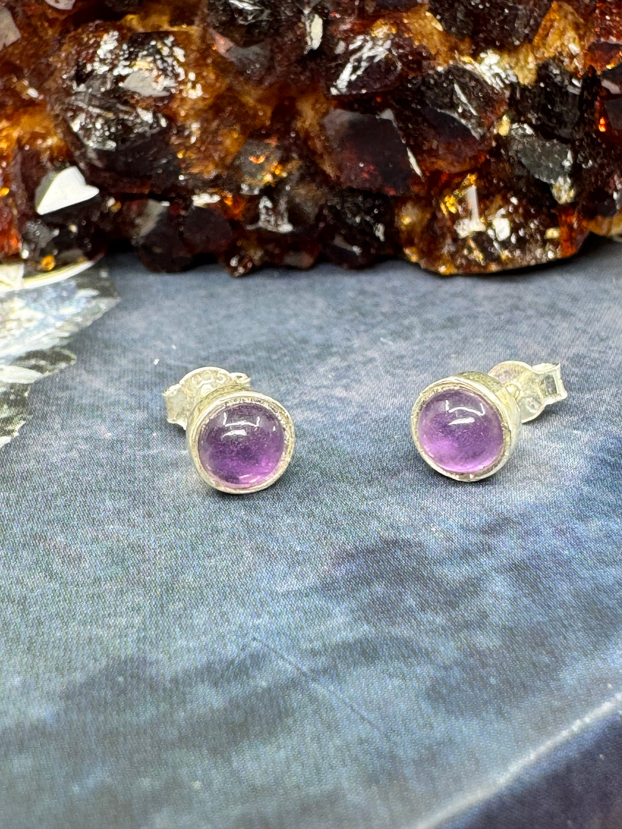 Amethyst Silver Stud Earrings- “I trust my intuition and allow it to guide me each day”