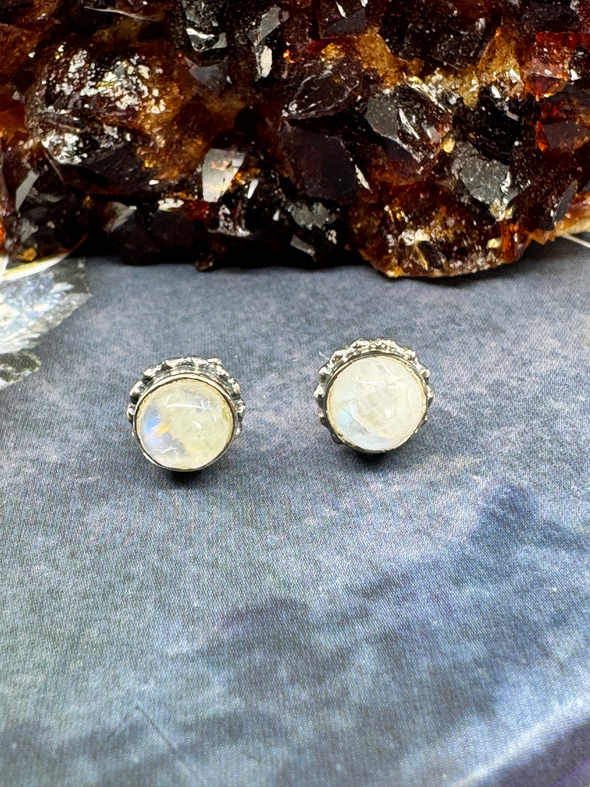 Moonstone Stud Silver Earrings - “My mind is open to new possibilities and opportunities”.