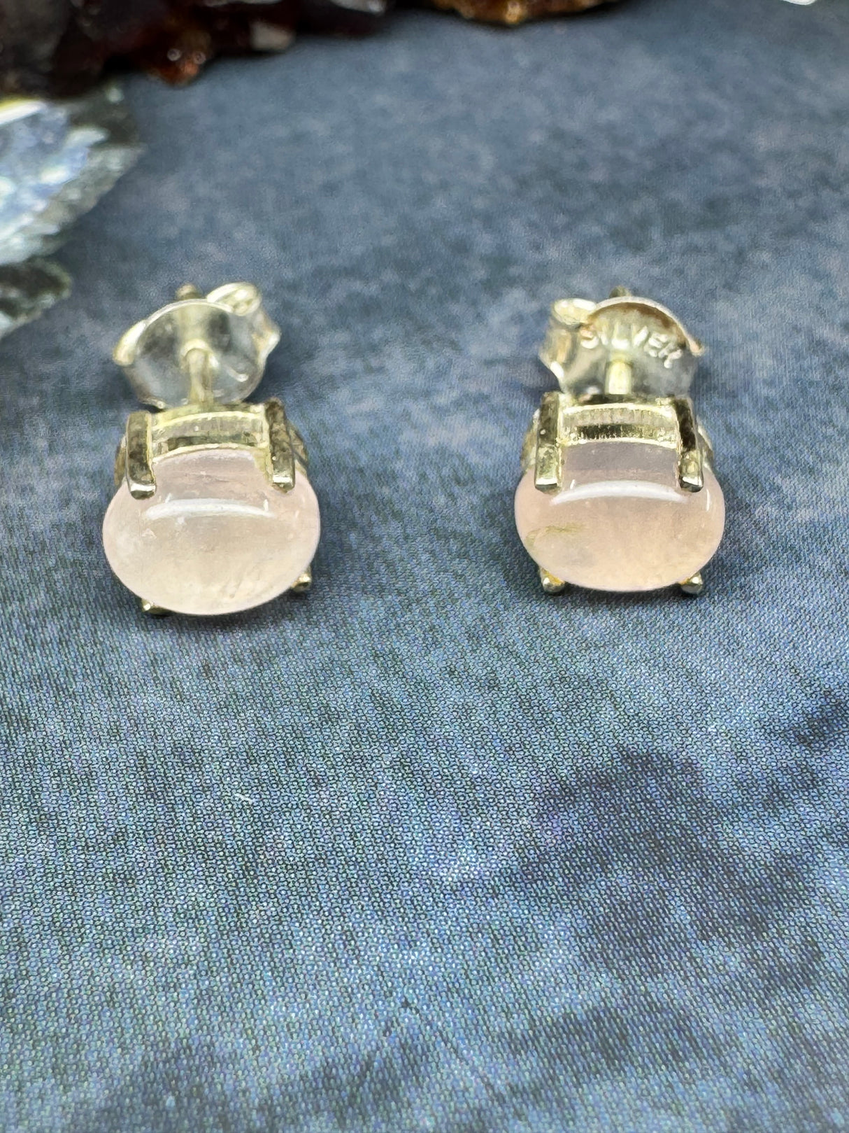 Rose Quartz Silver Stud Earring - “I radiate love, beauty, confidence and grace”.