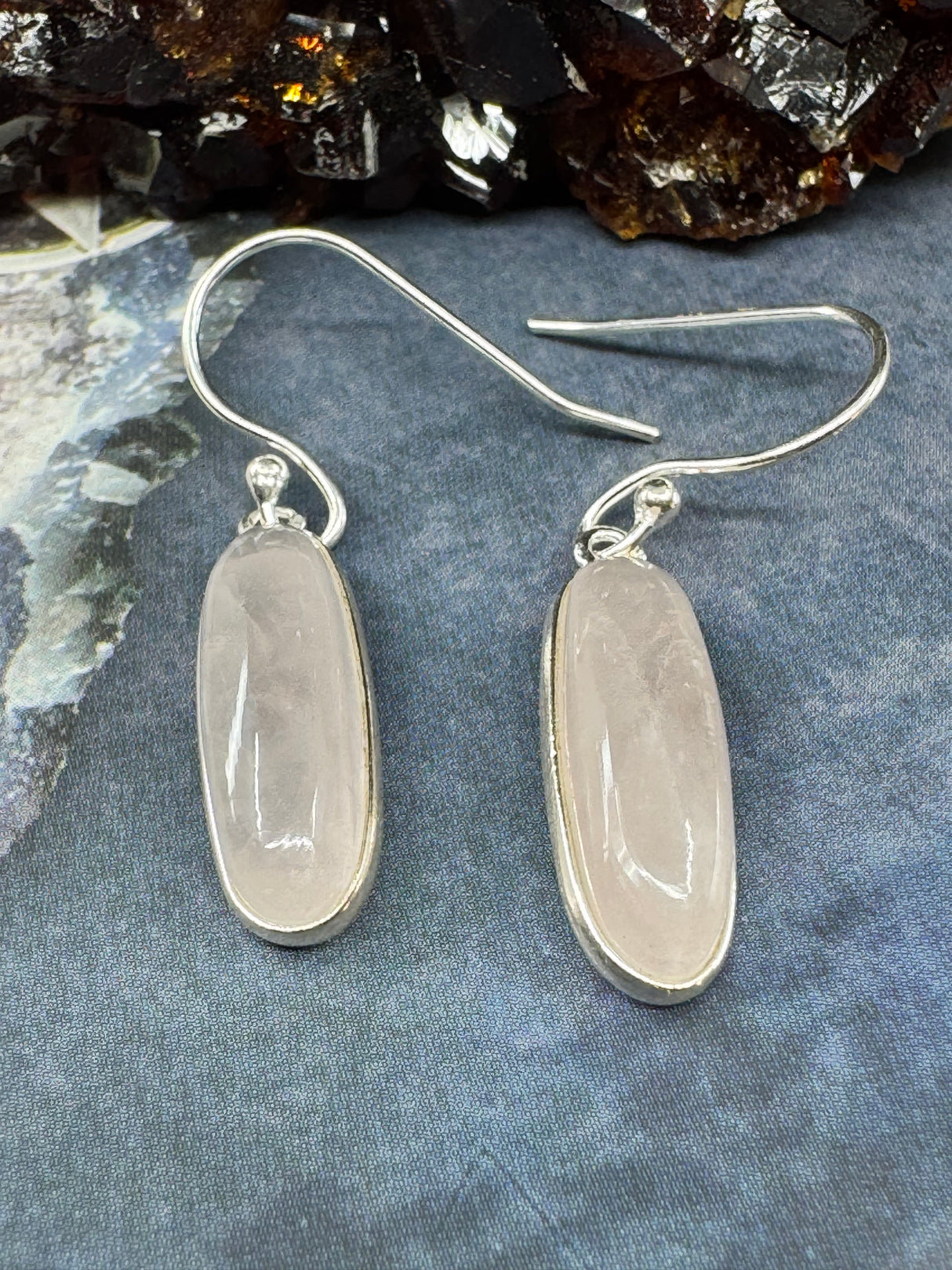 Rose Quartz Silver Drop Earring - “I radiate love, beauty, confidence and grace”.