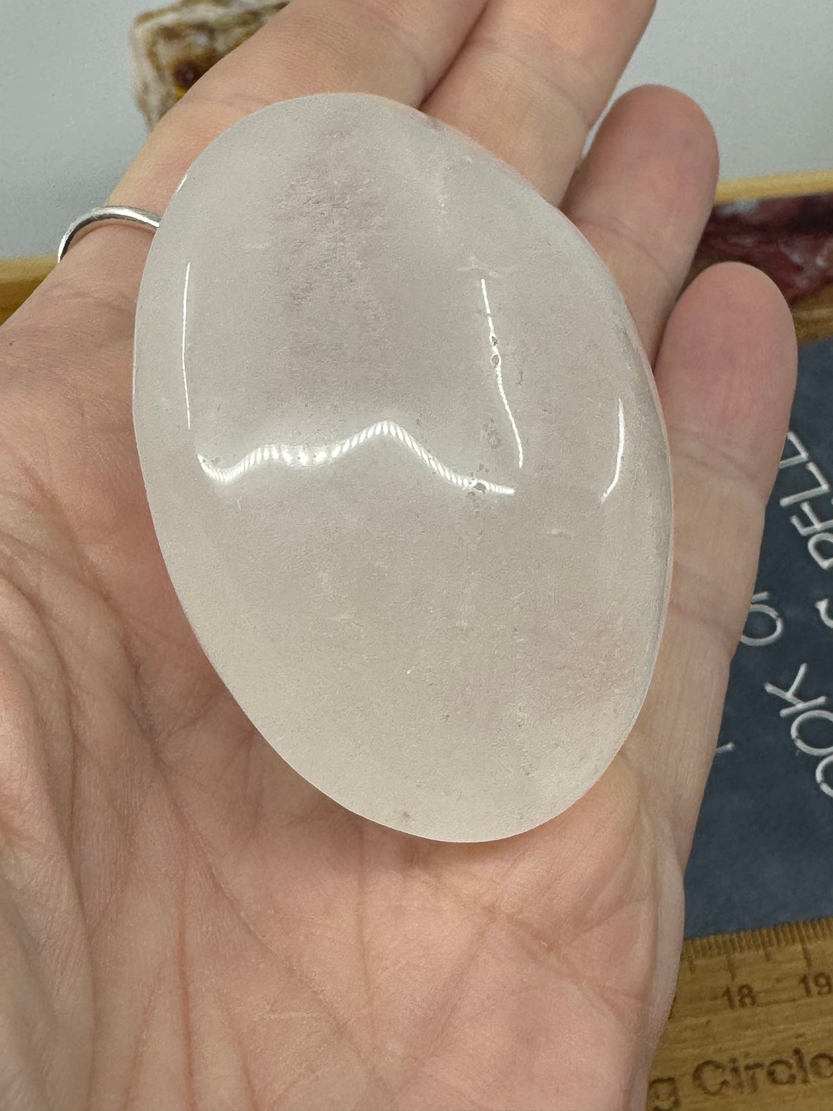Clear Quartz Palmstone - “I have the power to manifest all my dreams and desires”.