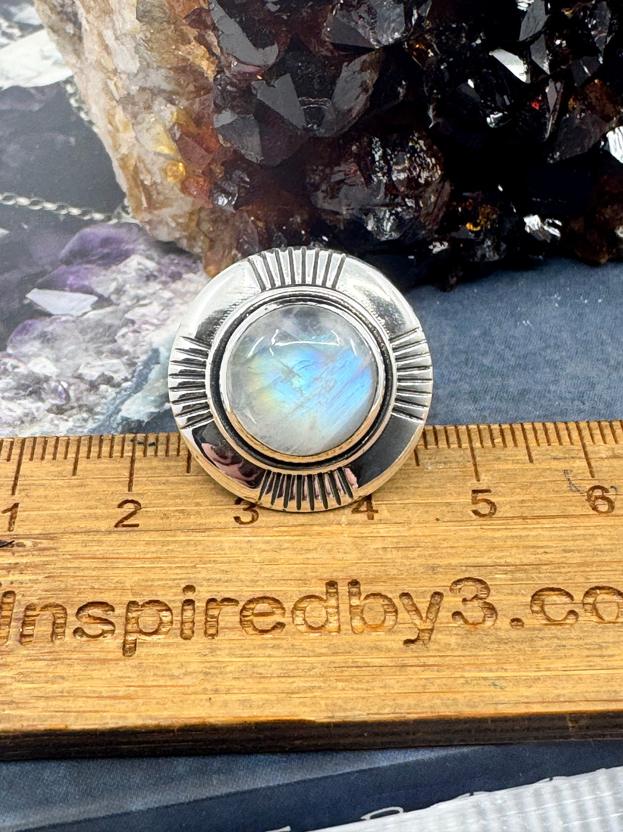 Rainbow Moonstone Silver Ring Size 9 - “My mind is open to new possibilities and opportunities”.