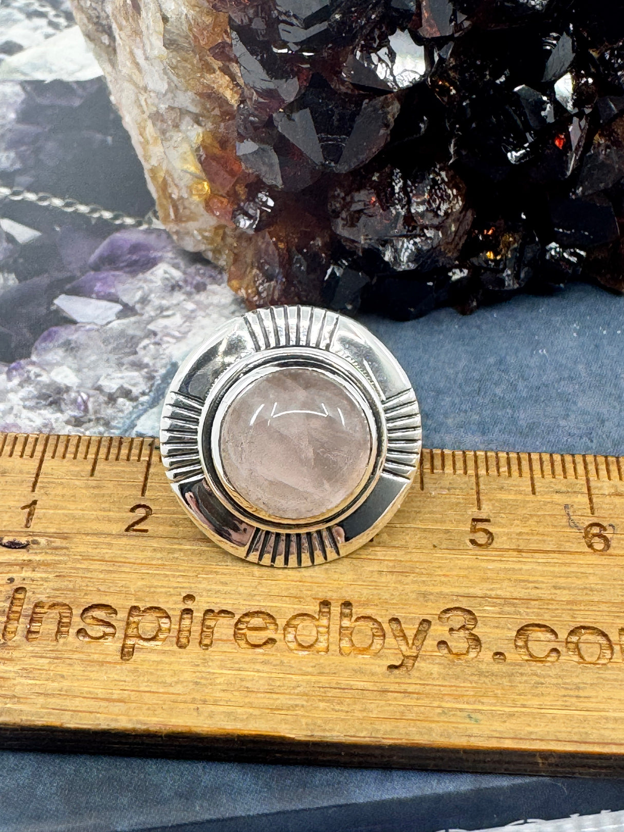 Rose Quartz Silver Ring Size 8 - “I radiate love, beauty, confidence and grace”