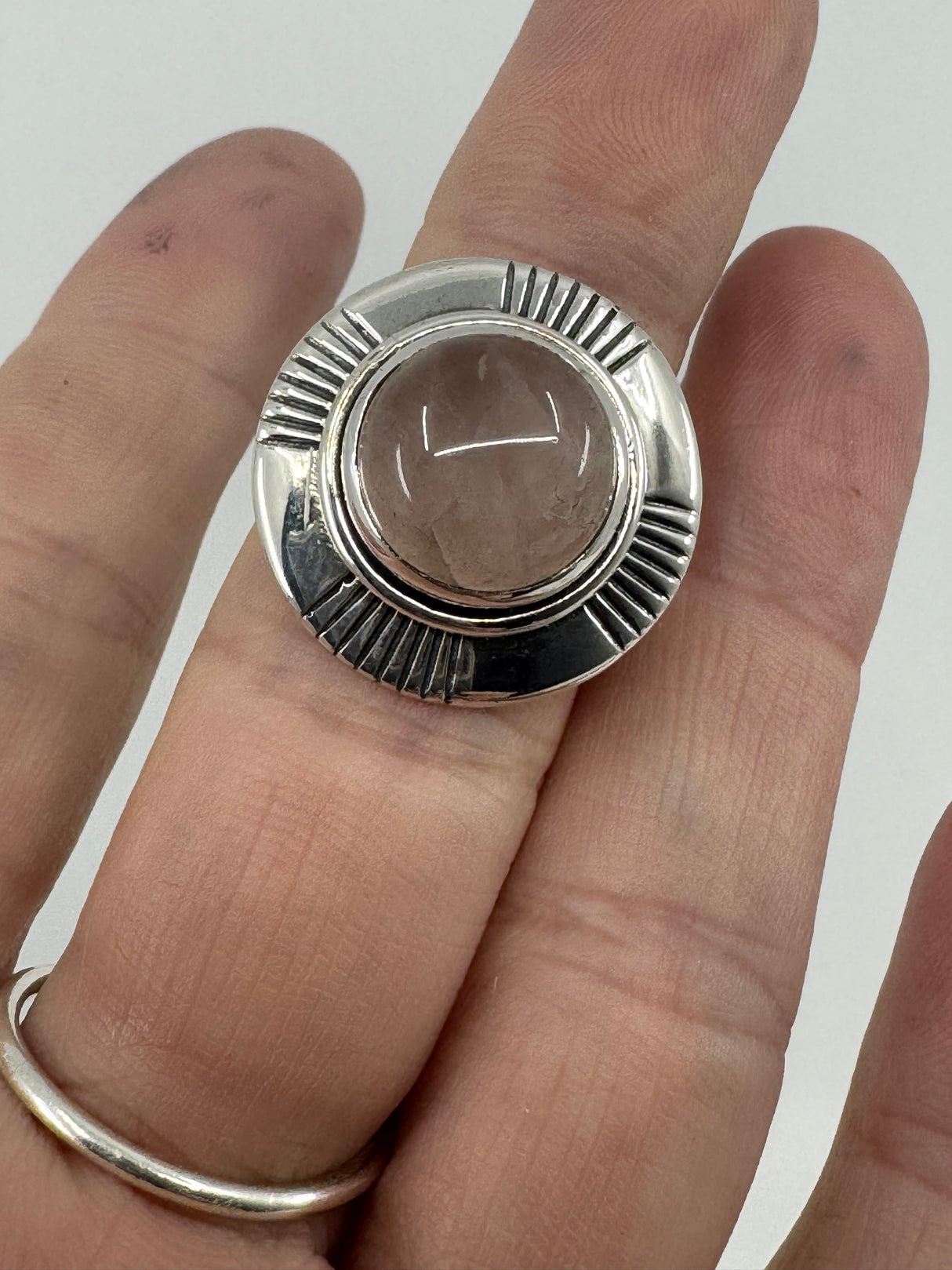Rose Quartz Silver Ring Size 8 - “I radiate love, beauty, confidence and grace”
