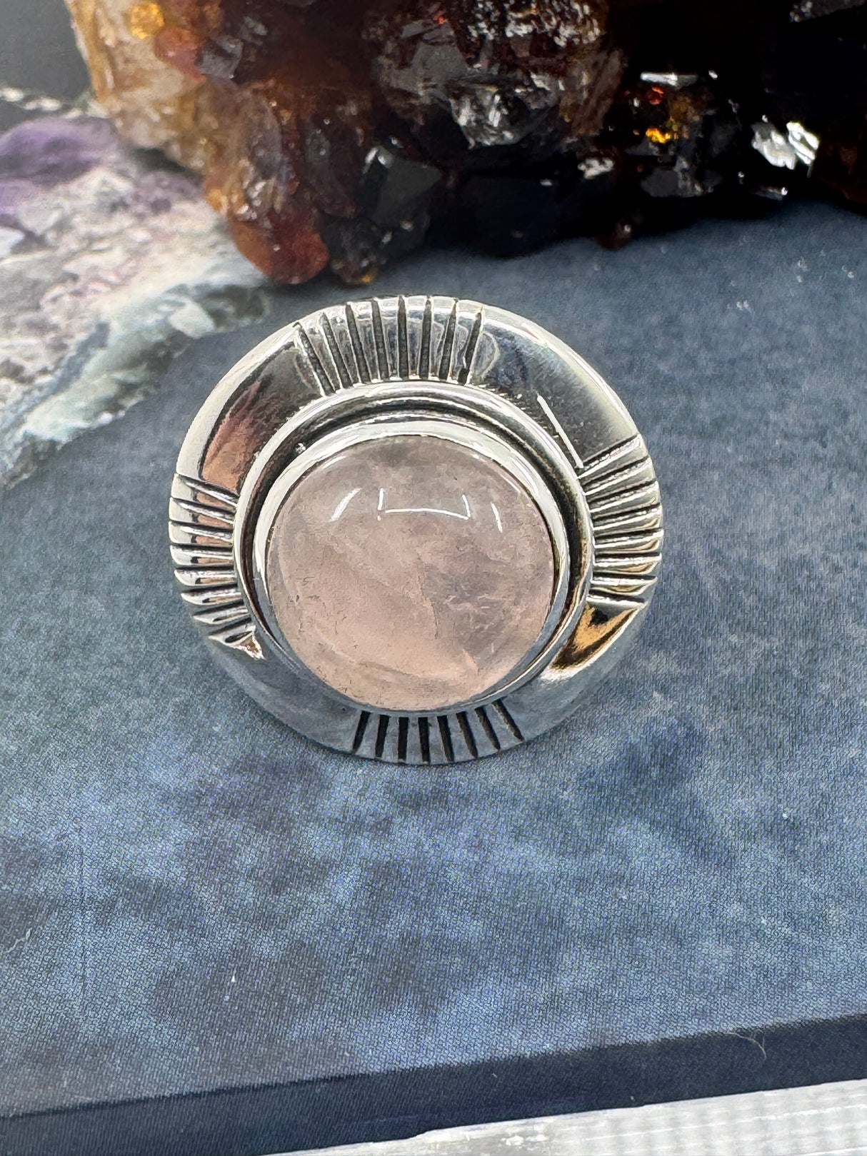 Rose Quartz Silver Ring Size 8 - “I radiate love, beauty, confidence and grace”