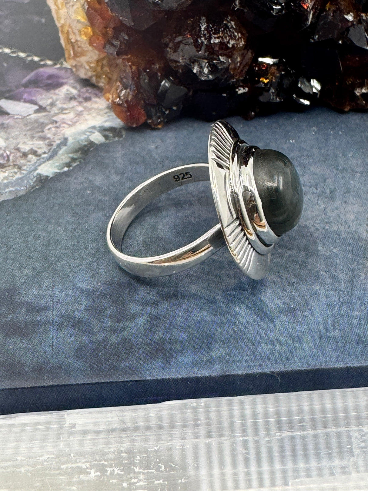 Labradorite Silver Ring Size 9 - “I welcome change and transformation into my life.”