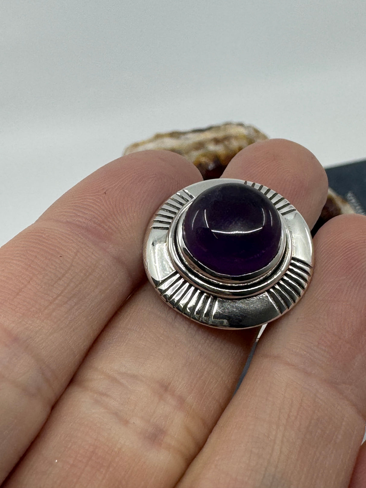 Amethyst Silver Ring Size 8 - “I trust my intuition and allow it to guide me each day”