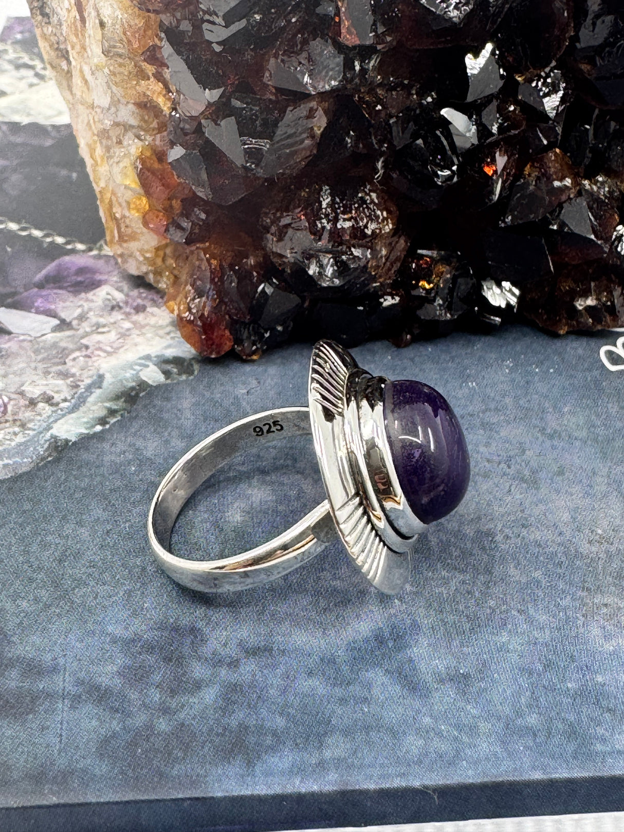 Amethyst Silver Ring Size 8 - “I trust my intuition and allow it to guide me each day”