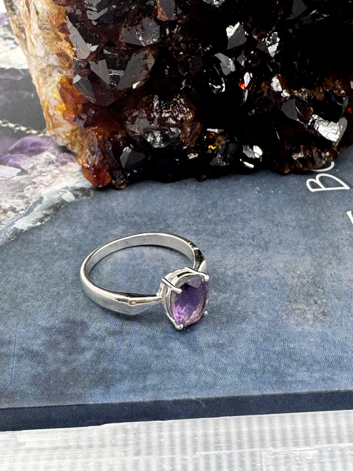 Amethyst Silver Ring Size 6 - “I trust my intuition and allow it to guide me each day”