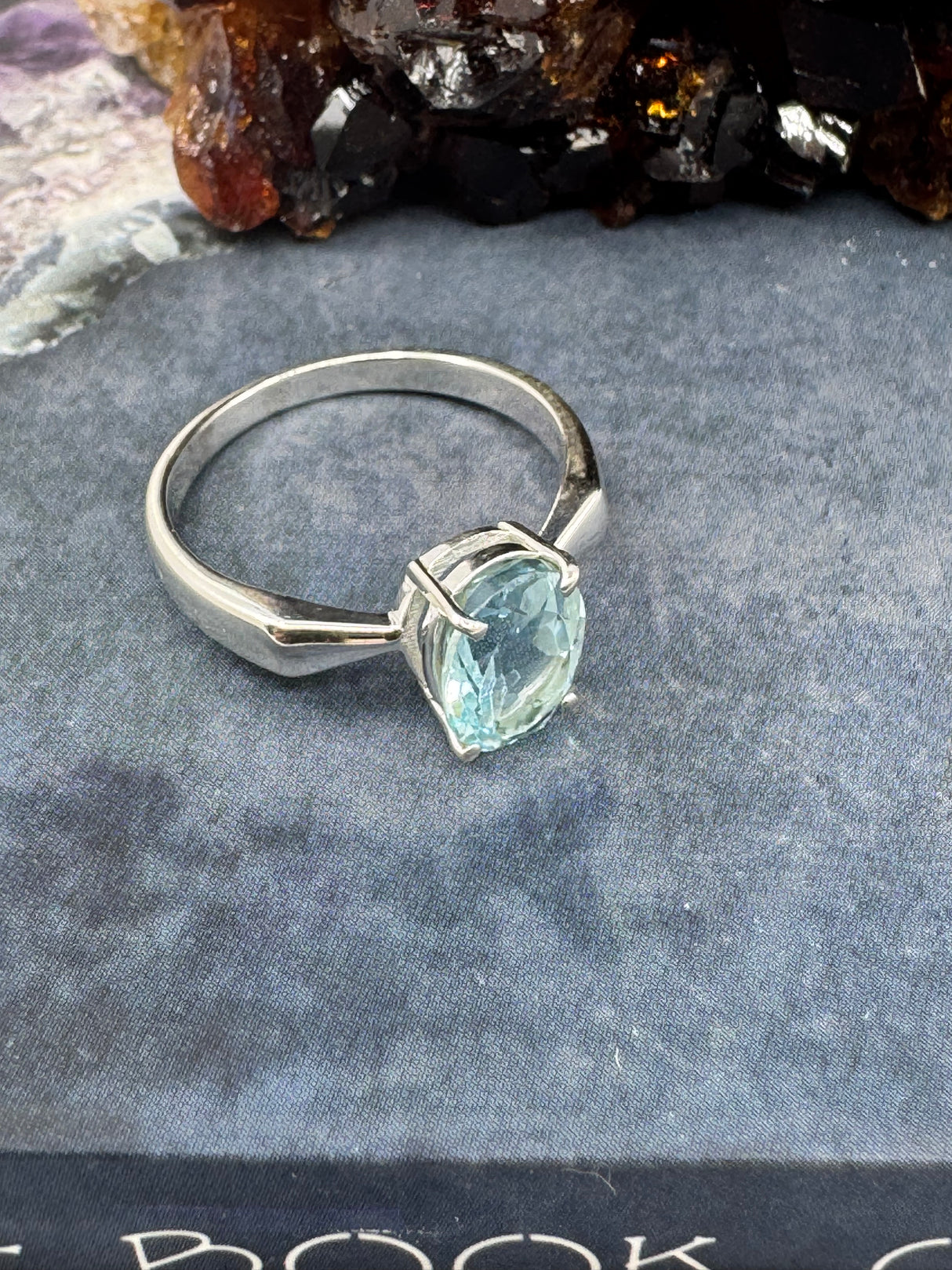 Blue Topaz Silver Ring Size 8 - "I communicate my thoughts with confidence and clarity."