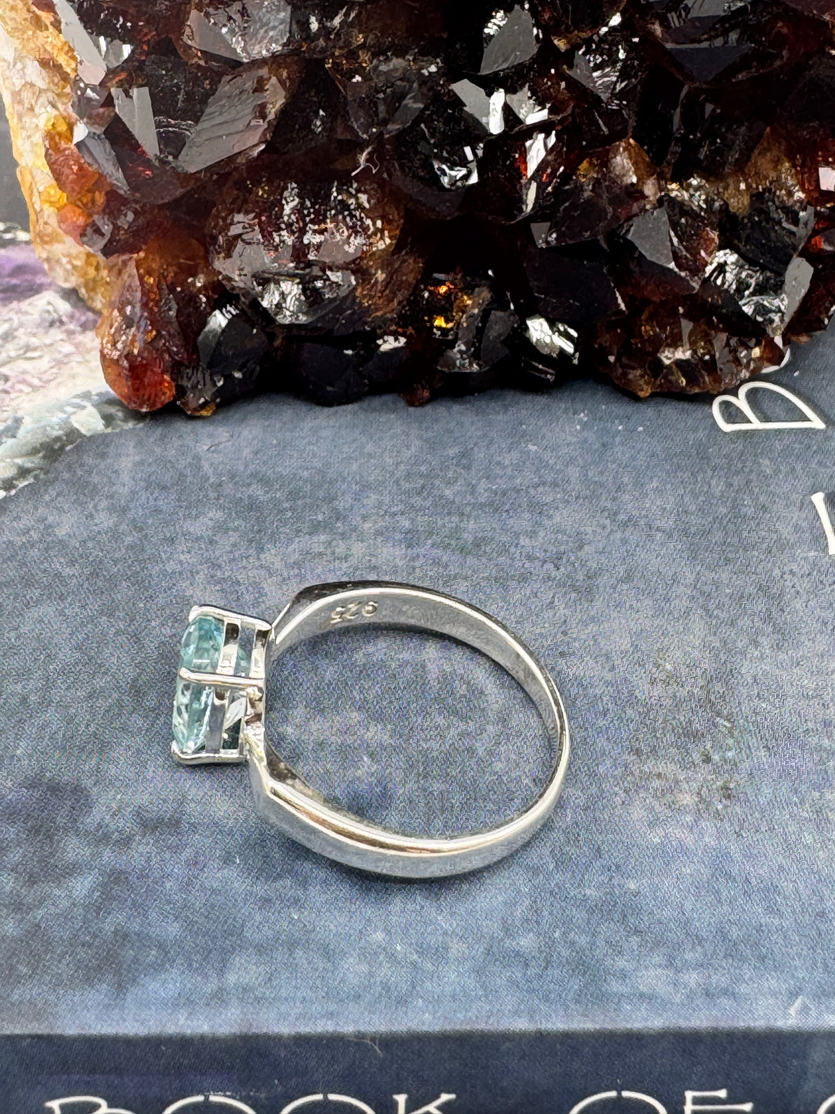 Blue Topaz Silver Ring Size 8 - "I communicate my thoughts with confidence and clarity."