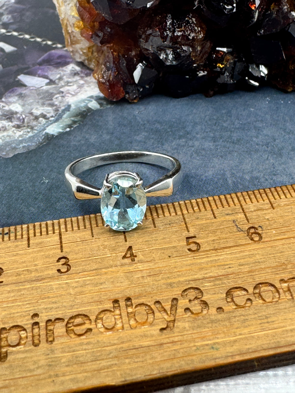 Blue Topaz Silver Ring Size 8 - "I communicate my thoughts with confidence and clarity."