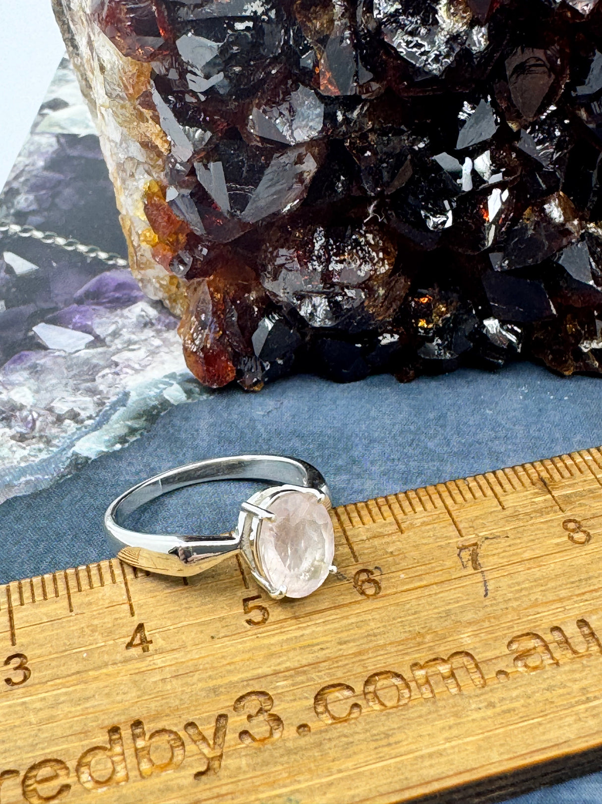 Rose Quartz Silver Ring Size 8 - “I radiate love, beauty, confidence and grace”