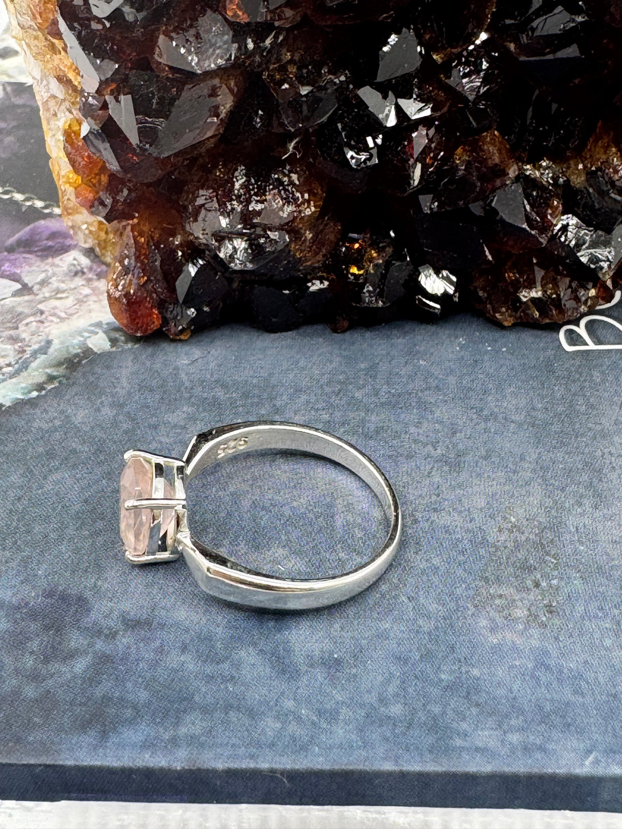 Rose Quartz Silver Ring Size 8 - “I radiate love, beauty, confidence and grace”