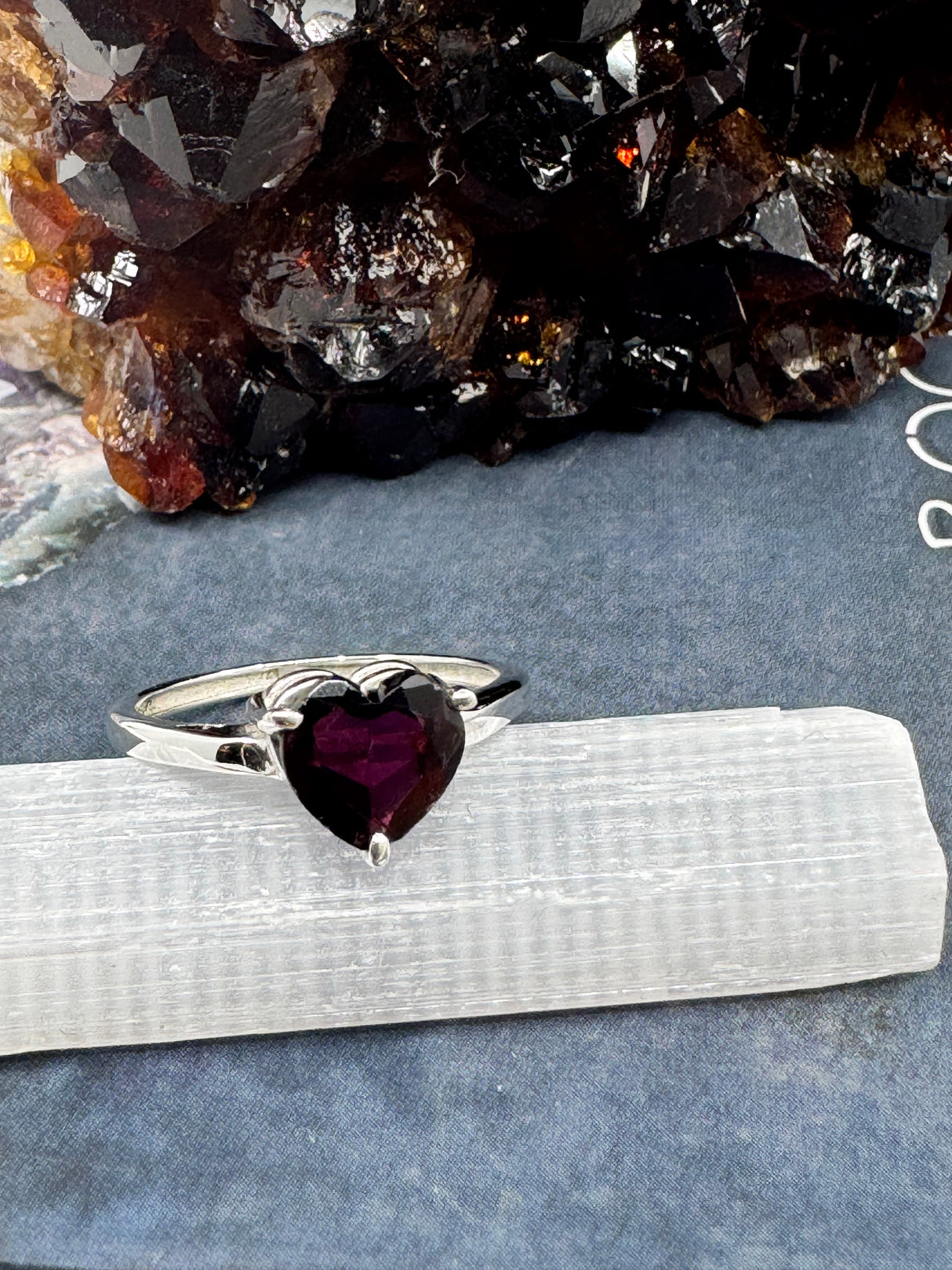 Garnet Silver Heart Shape Ring Size on SALE Inspired By 3 Australia