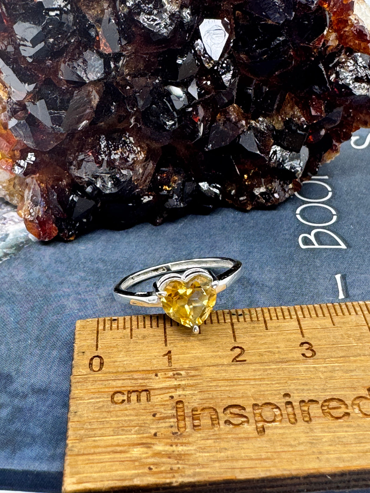 Citrine Heart Silver Ring Size 5 - “I am successful in all areas of life”