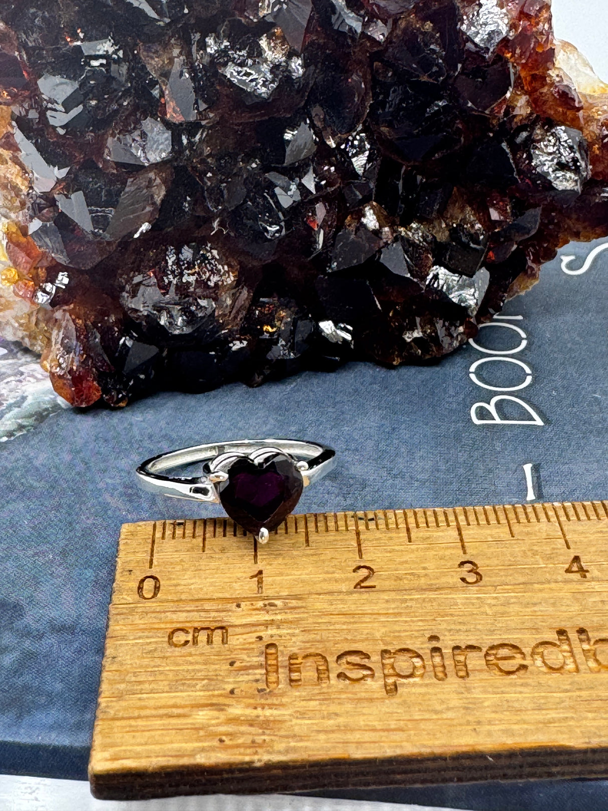 Garnet Heart Silver Ring Size 9 - "I am passionate and enthusiastic in all areas of my life."