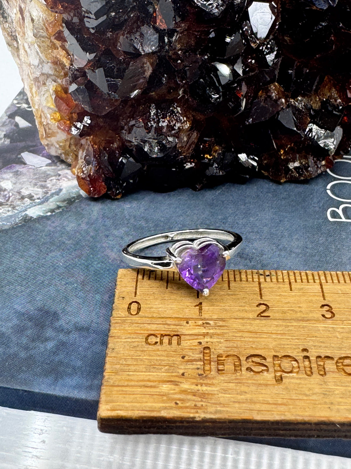 Amethyst Heart Silver Ring Size 9 - “I trust my intuition and allow it to guide me each day”