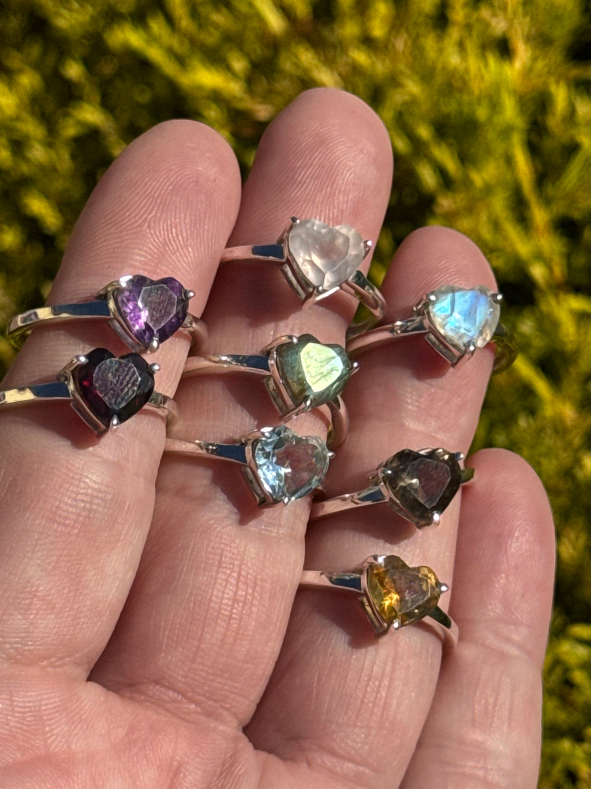 Rainbow Moonstone Heart Silver Ring Size 5 - “My mind is open to new possibilities and opportunities”.