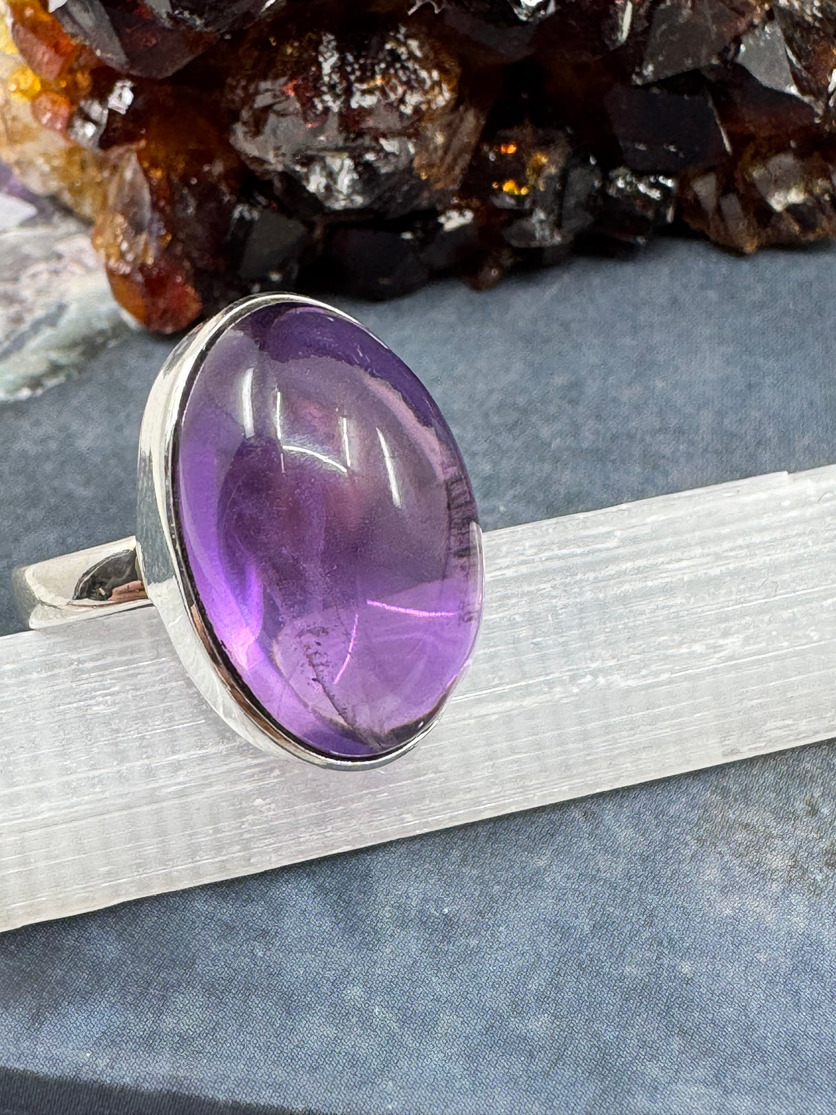 Amethyst Silver Ring Size 8 - "I am passionate and enthusiastic in all areas of my life."