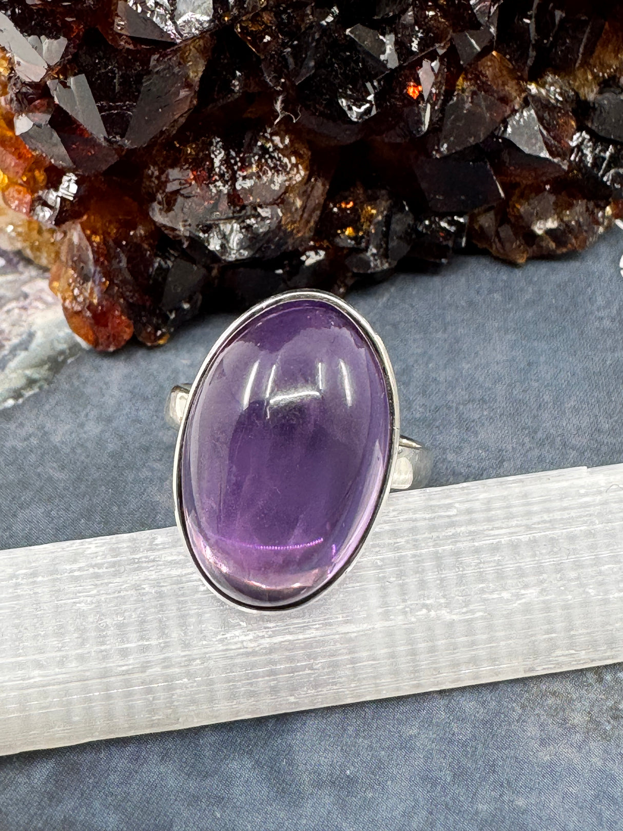 Amethyst Silver Ring Size 8 - "I am passionate and enthusiastic in all areas of my life."