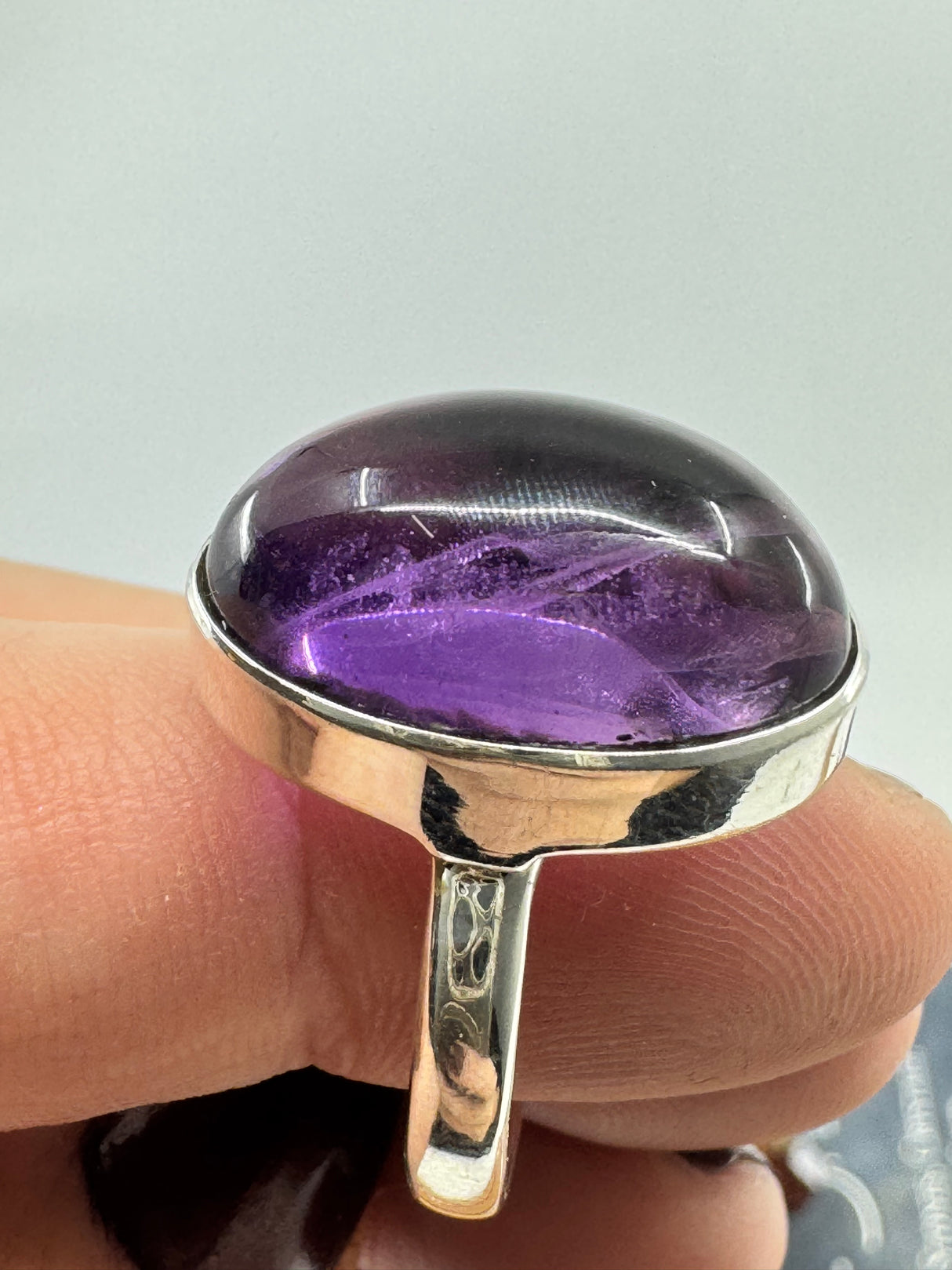 Amethyst Silver Ring Size 8 - "I am passionate and enthusiastic in all areas of my life."