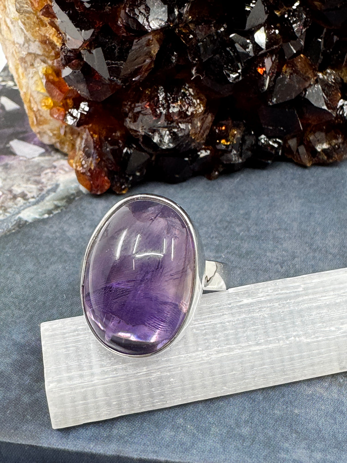 Amethyst Silver Ring Size 8 - "I am passionate and enthusiastic in all areas of my life."