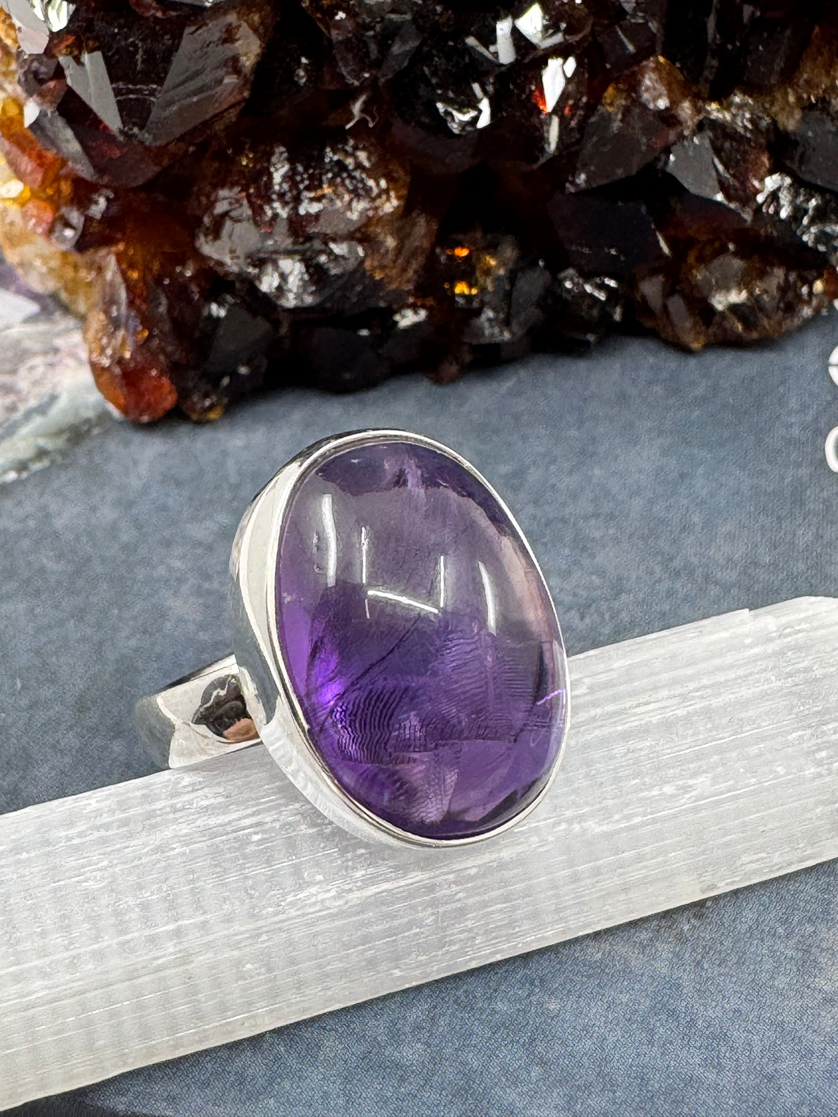 Amethyst Oval Silver Ring Size 8 - on sale at Inspired By 3 Australia