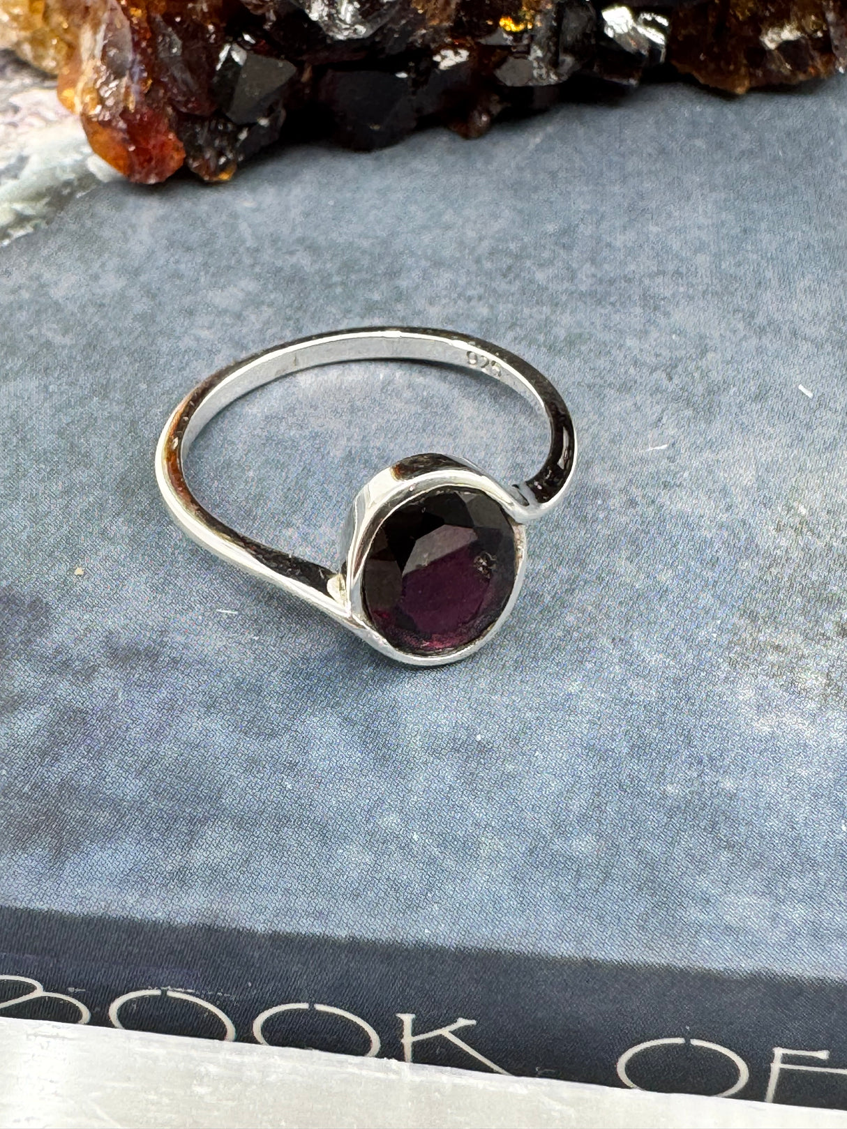 Garnet Silver Ring Size 8 - "I am passionate and enthusiastic in all areas of my life."