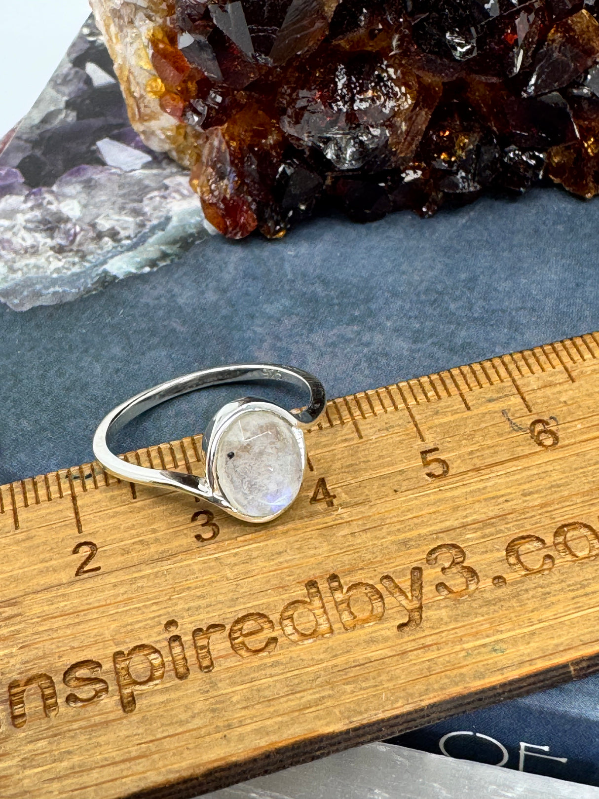 Rainbow Moonstone Silver Ring Size 8 - “My mind is open to new possibilities and opportunities”.
