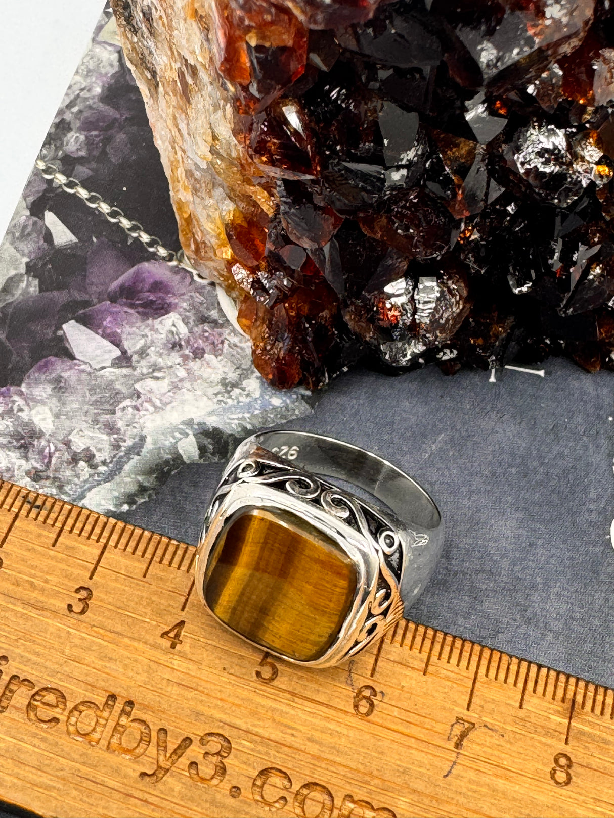 Tiger Eye Mens Ring Size 12 - "I have the strength to overcome challenges and setbacks.