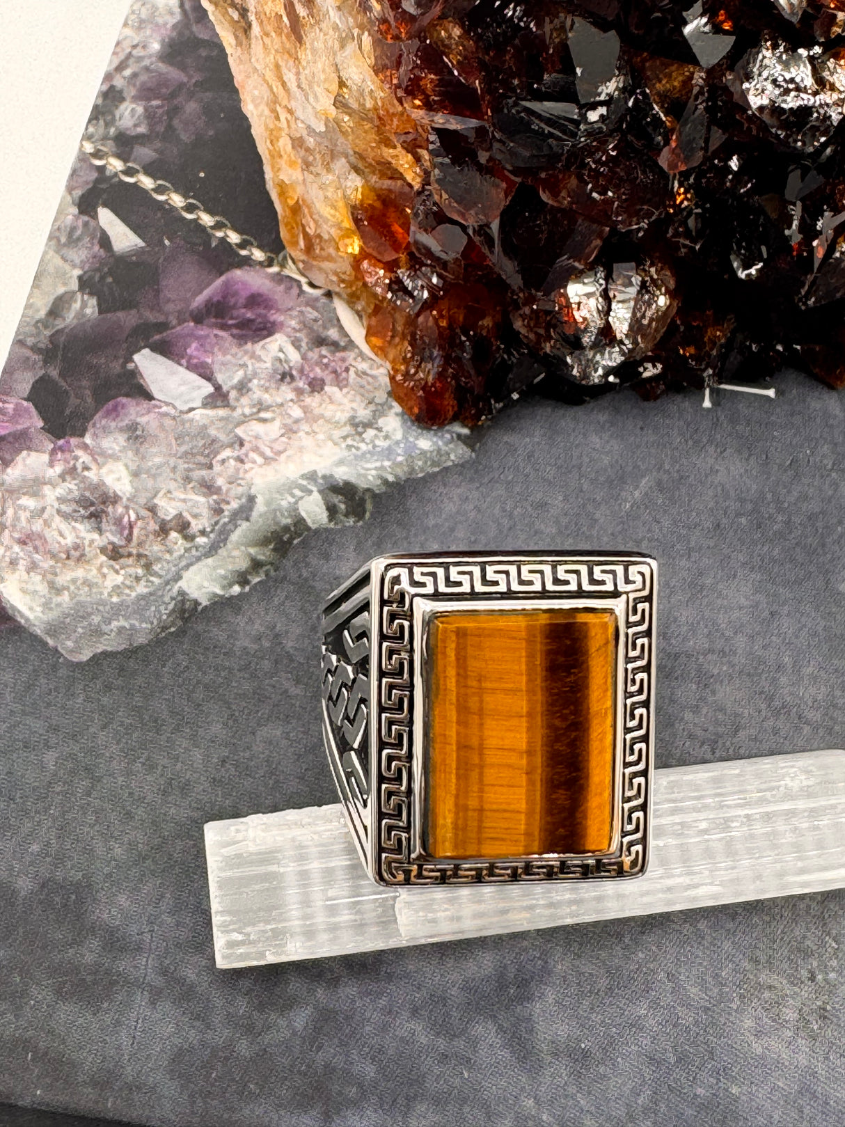 Tiger Eye Mens Silver Ring On sale at Inspired By 3 Australia