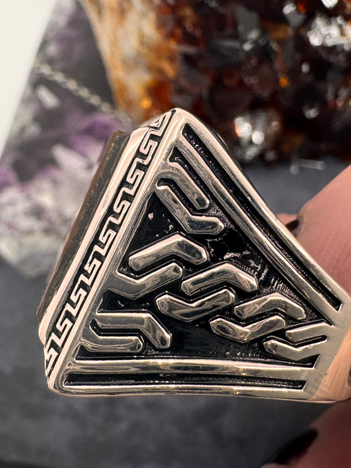 Tiger Eye Mens Silver Ring Size 12 - "I have the strength to overcome challenges and setbacks.