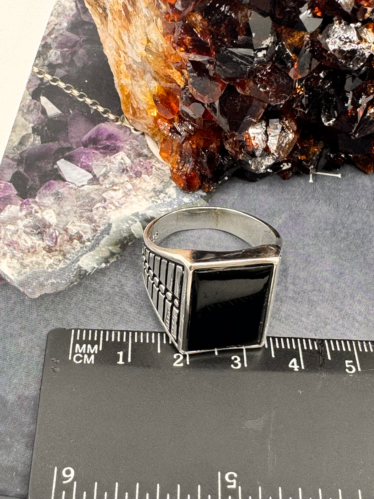 Black Onyx Silver Mens Ring Size 12 - "I am focused and can do anything I set my mind to."