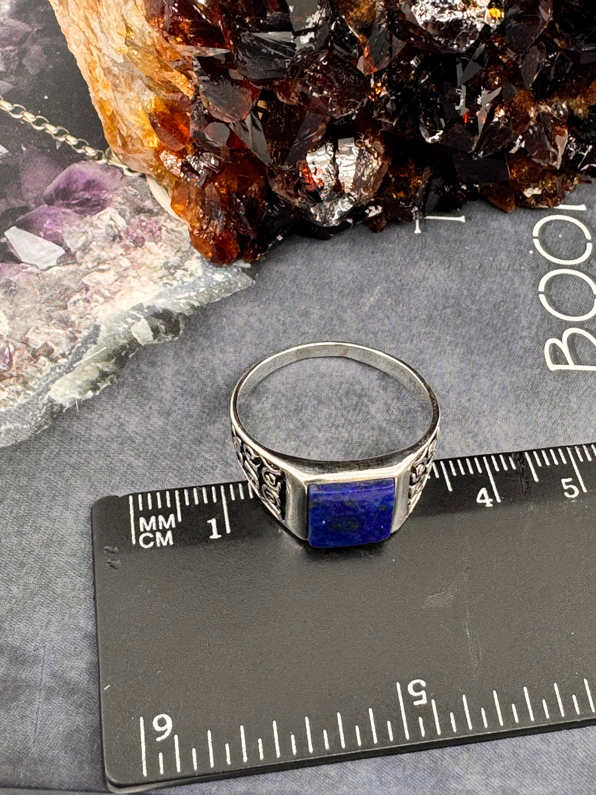 Lapis Lazuli Silver Mens Ring Size 10 - "I am focused and can do anything I set my mind to."