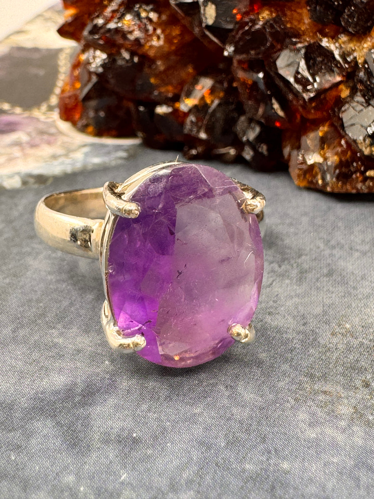 Amethyst Silver Ring Size 11