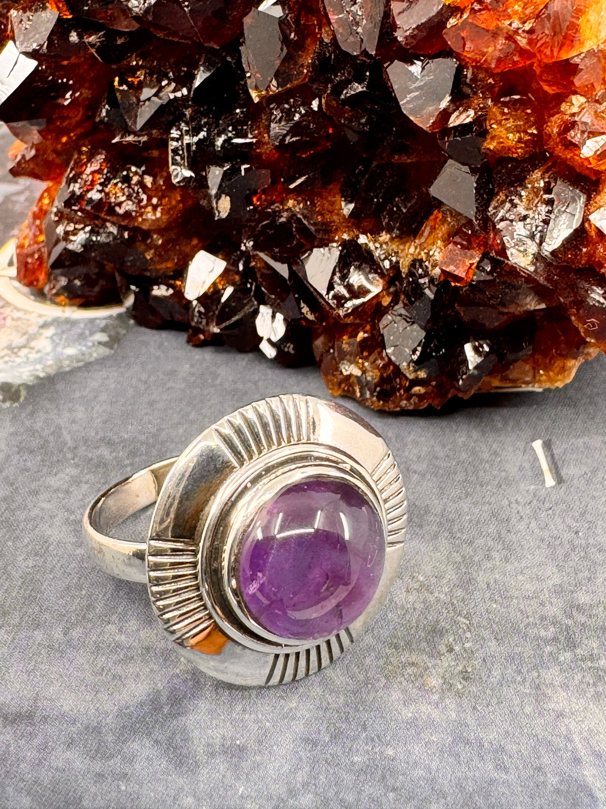 Amethyst Silver Ring Size 11