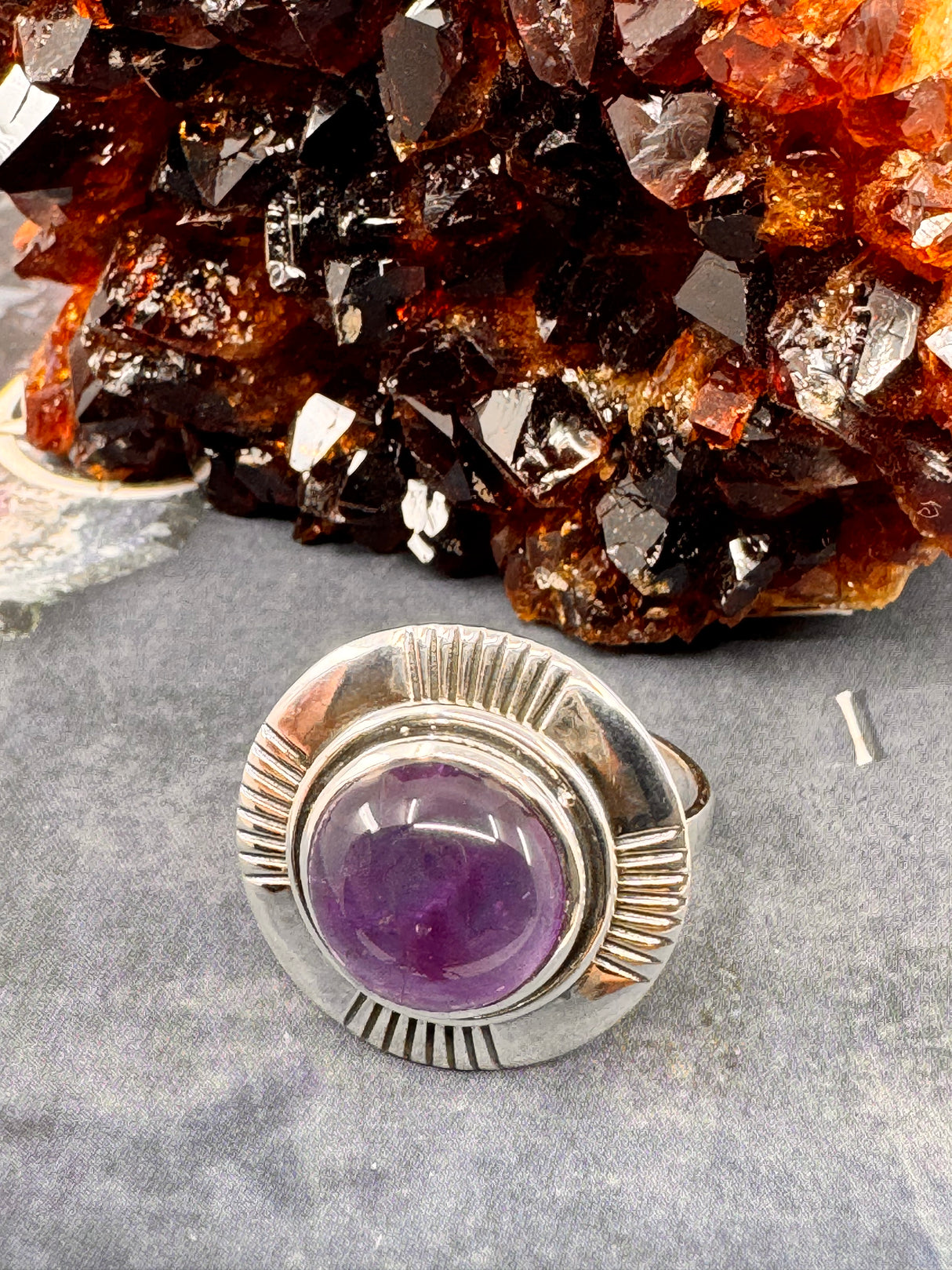 Amethyst Silver Ring Size 11 - “I trust my intuition and allow it to guide me each day”